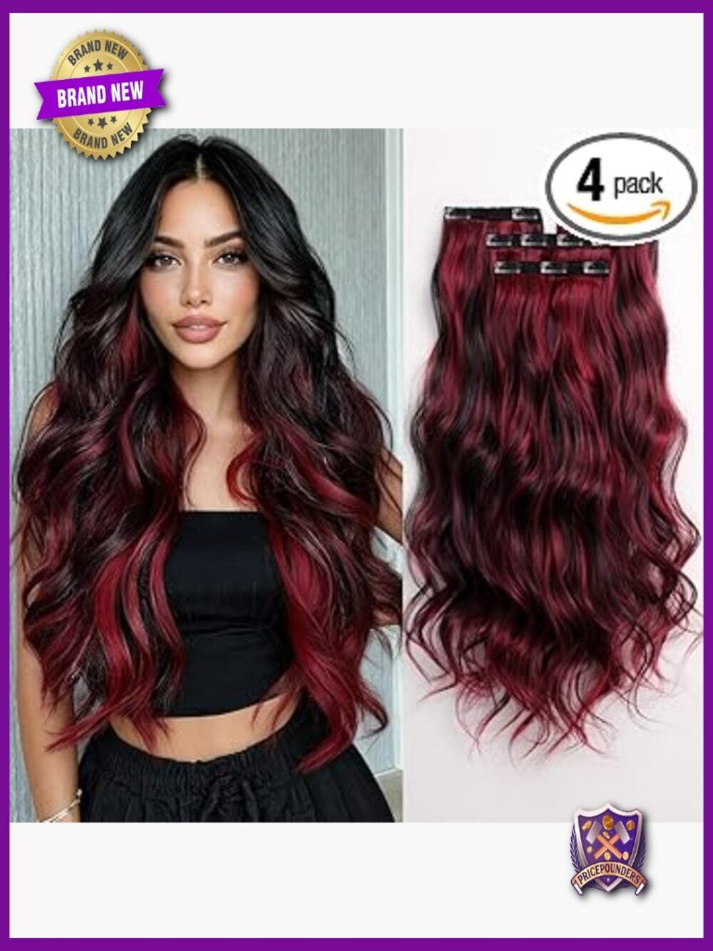 25" Wavy Clip In Hair Extensions 4PCS Thick Hairpieces Long Synthetic